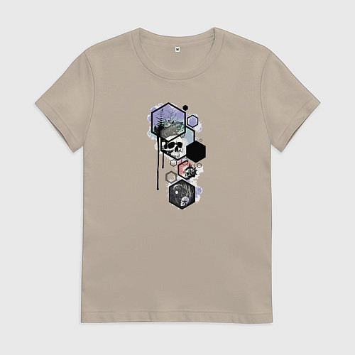 Женская футболка Грибы и папоротник / Миндальный – фото 1