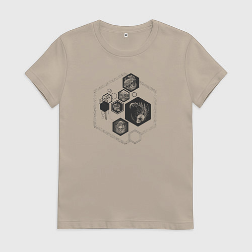 Женская футболка Психоделические существа и соты / Миндальный – фото 1