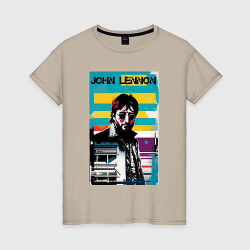 Женская футболка John Lennon - street art - legend / Миндальный – фото 1
