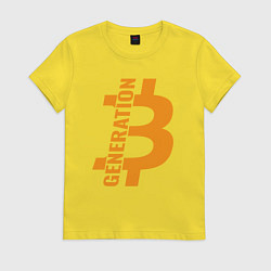 Футболка хлопковая женская Поколение биткоин, цвет: желтый