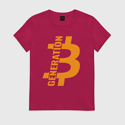 Футболка хлопковая женская Поколение биткоин, цвет: маджента