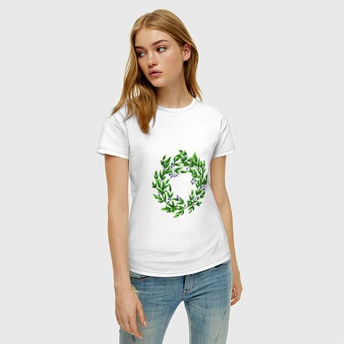 Женская футболка Венок с черникой / Белый – фото 3