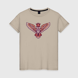 Футболка хлопковая женская Owl queen, цвет: миндальный