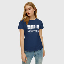 Футболка хлопковая женская Нью-Йорк Сити, цвет: тёмно-синий — фото 2