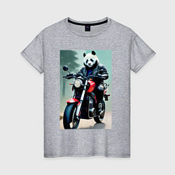 Футболка хлопковая женская Panda - cool biker, цвет: меланж