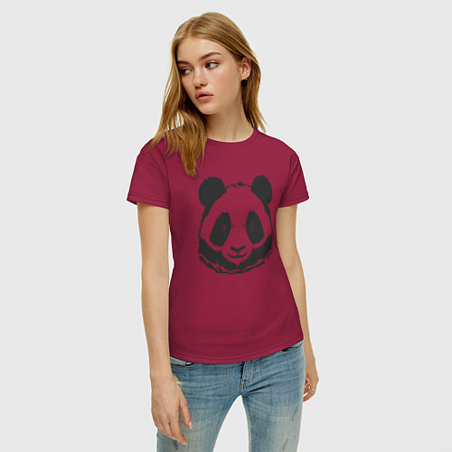 Женская футболка Панда бамбуковый медведь / Маджента – фото 3