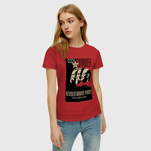 Женская футболка Ленин, Маркс и Энгельс / Красный – фото 3