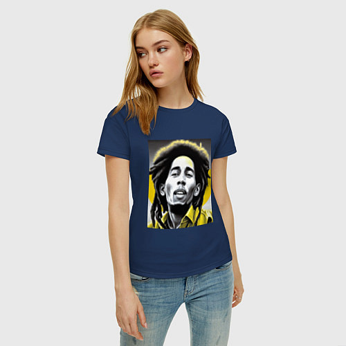 Женская футболка Bob Marley Digital Art / Тёмно-синий – фото 3