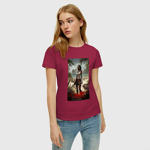 Женская футболка Девушка на мертвом острове / Маджента – фото 3