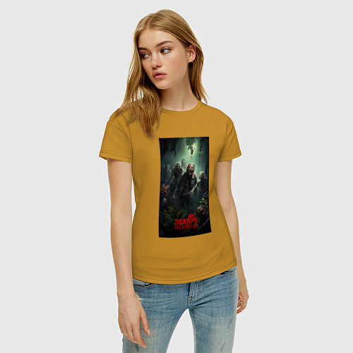 Женская футболка Зомби на острове / Горчичный – фото 3