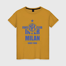 Футболка хлопковая женская Inter Milan fans club, цвет: горчичный