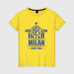 Футболка хлопковая женская Inter Milan fans club, цвет: желтый