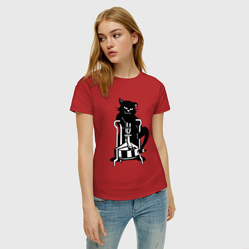 Женская футболка Кот Бегемот на примусе / Красный – фото 3