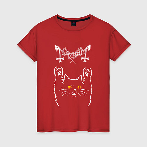 Женская футболка Mayhem rock cat / Красный – фото 1
