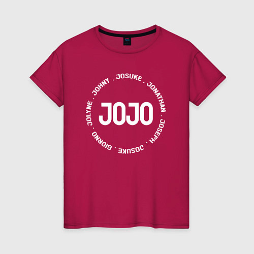 Женская футболка JoJo adventure имена / Маджента – фото 1