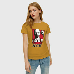 Футболка хлопковая женская KGB Lenin, цвет: горчичный — фото 2