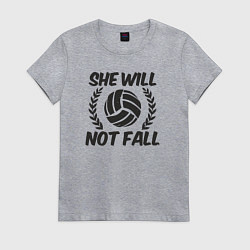 Футболка хлопковая женская She will not fall, цвет: меланж