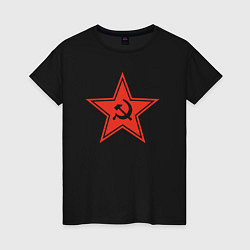 Футболка хлопковая женская USSR star, цвет: черный