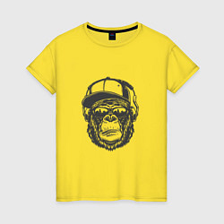 Футболка хлопковая женская Крутая обезьяна, цвет: желтый