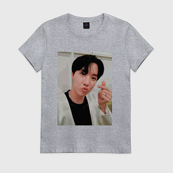 Футболка хлопковая женская BTS -J-hope-, цвет: меланж