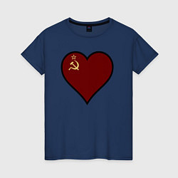 Футболка хлопковая женская Сердце СССР, цвет: тёмно-синий