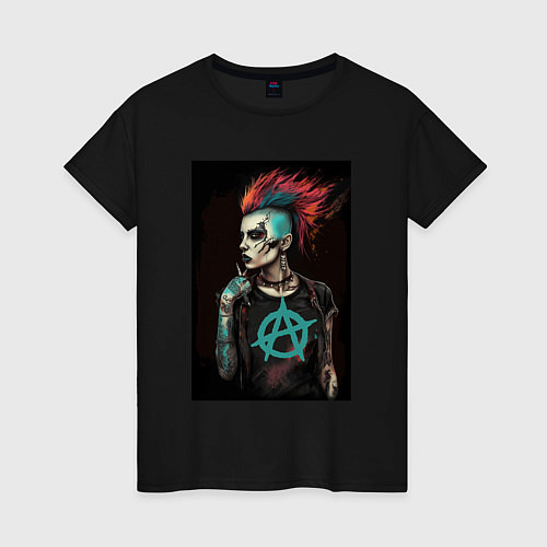Женская футболка Девушка анархистка / Черный – фото 1
