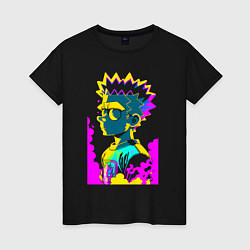 Футболка хлопковая женская Bart Simpson - pop art, цвет: черный