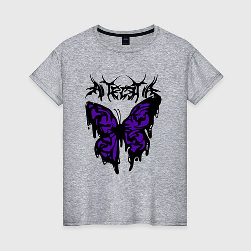 Женская футболка Gothic black butterfly / Меланж – фото 1