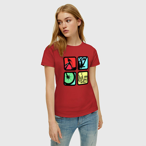 Женская футболка Кататься / Красный – фото 3