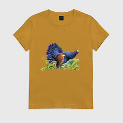 Футболка хлопковая женская Глухарь, цвет: горчичный