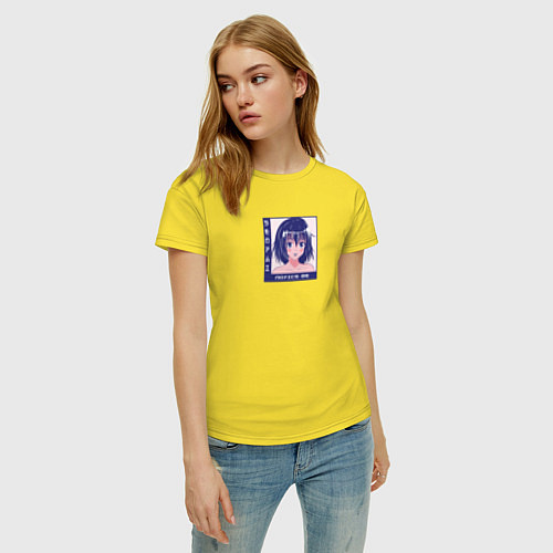 Женская футболка Аниме девушка вайфу, senpai notice me / Желтый – фото 3