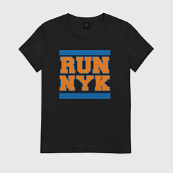 Футболка хлопковая женская Run New York Knicks, цвет: черный