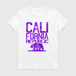 Футболка хлопковая женская Штат Калифорния, цвет: белый