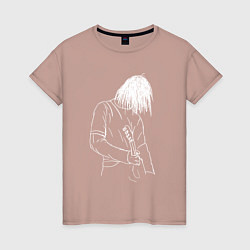 Футболка хлопковая женская Kurt Cobain grunge, цвет: пыльно-розовый