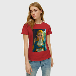 Футболка хлопковая женская The legend of Zelda - ahegao art, цвет: красный — фото 2