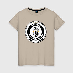 Футболка хлопковая женская Juventus club, цвет: миндальный