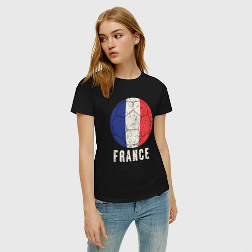 Женская футболка Футбол Франции / Черный – фото 3
