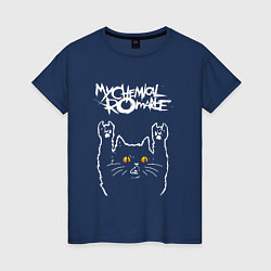 Футболка хлопковая женская My Chemical Romance rock cat, цвет: тёмно-синий