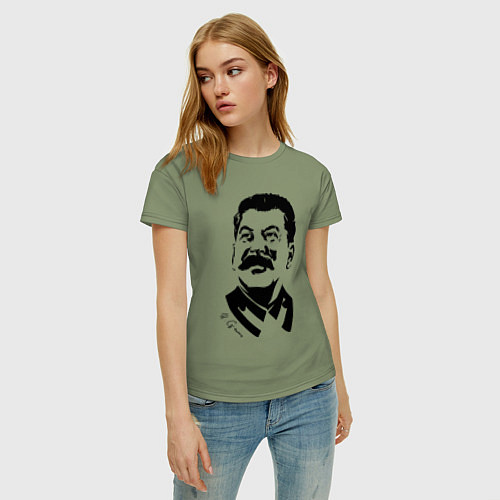Женская футболка Сталин чб / Авокадо – фото 3