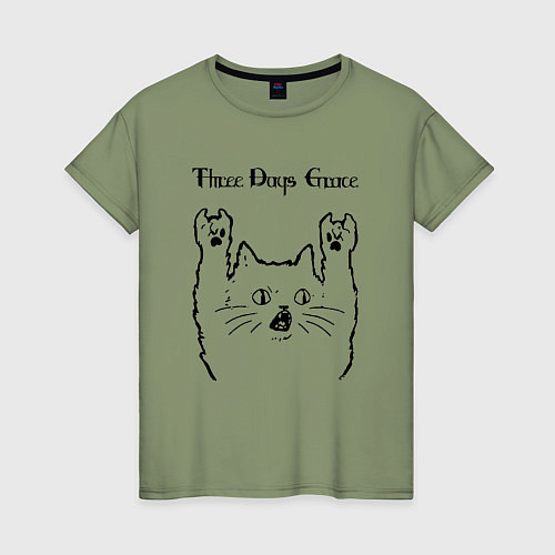 Женская футболка Three Days Grace - rock cat / Авокадо – фото 1