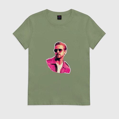 Женская футболка Райан Гослинг розовый арт / Авокадо – фото 1