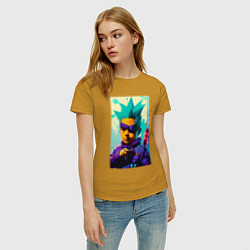 Футболка хлопковая женская Bart Simpson - cyberpunk - neural network, цвет: горчичный — фото 2