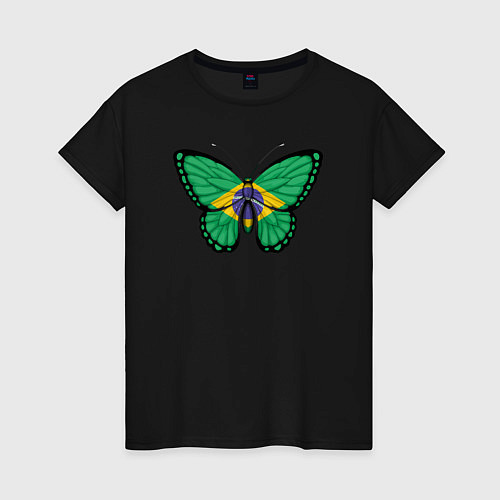 Женская футболка Бразилия бабочка / Черный – фото 1