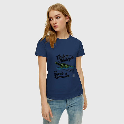 Женская футболка Город в бутылке / Тёмно-синий – фото 3