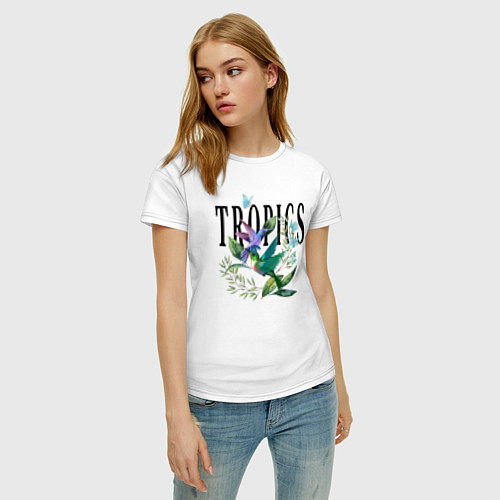 Женская футболка Колибри и бабочки / Белый – фото 3