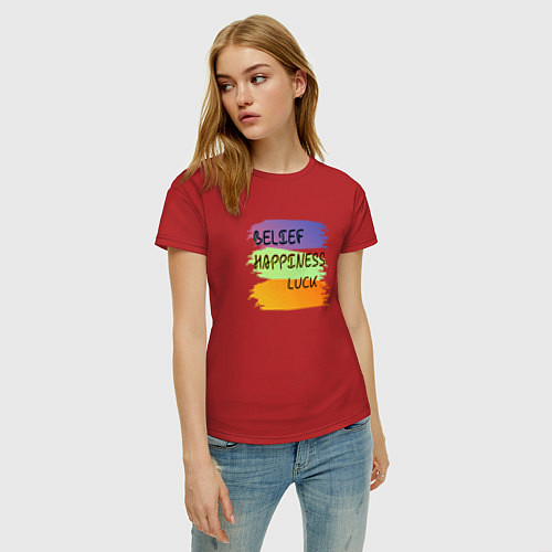 Женская футболка Позитивное настроение / Красный – фото 3