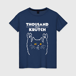 Футболка хлопковая женская Thousand Foot Krutch rock cat, цвет: тёмно-синий