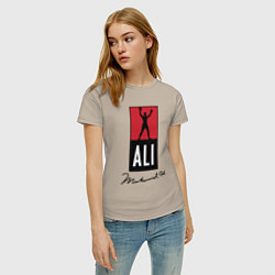 Футболка хлопковая женская Muhammad Ali boxer, цвет: миндальный — фото 2
