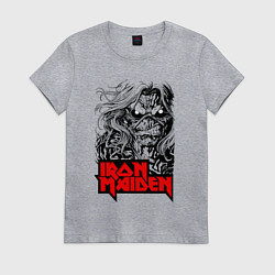 Футболка хлопковая женская Iron Maiden eyes, цвет: меланж