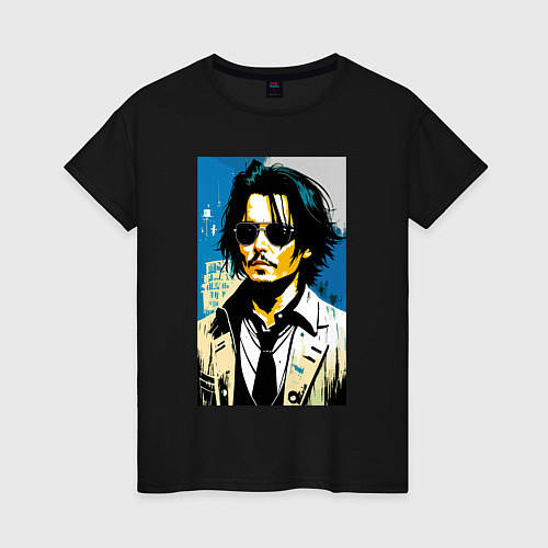 Женская футболка Johnny Depp -celebrity / Черный – фото 1